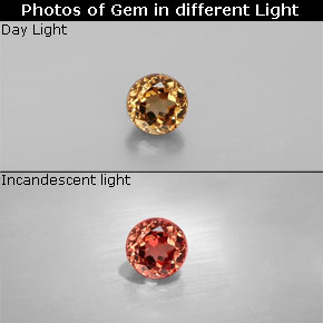 Granada de mudança de cor multicolorido natural 0,43ct, corte redondo, VS