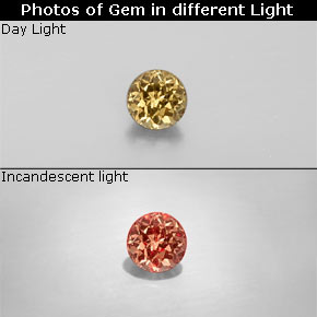 Granada de mudança de cor multicolorido natural 0,41ct, corte redondo, VS