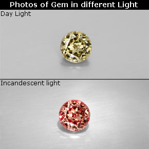 Granada de mudança de cor multicolorido natural 0,44ct, corte redondo, VS