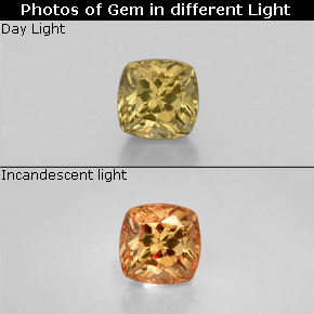 Granada de mudança de cor multicolorido natural 0,50ct, almofada cortada, VS