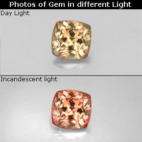 Granada de mudança de cor multicolorido natural 0,53ct, almofada cortada, VS