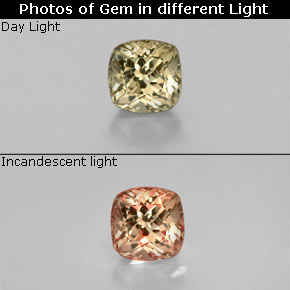 Granada de mudança de cor multicolorido natural 0,47ct, almofada cortada, VS