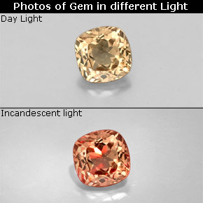 Granada de mudança de cor multicolorido natural 0,57ct, almofada cortada, VS