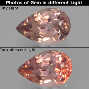 Granada que muda de cor Castanho claro médio Natural 0.46ct, Formato de pêra, VS