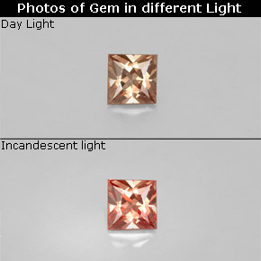 Granada de mudança de cor multicolorido natural 0,36ct, quadrado, VS