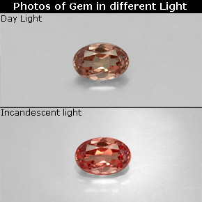 Granada de mudança de cor multicolorido natural 0,55ct, corte oval, VS