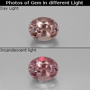 Granada de mudança de cor mudança de cor natural 1,16ct, corte oval, VS