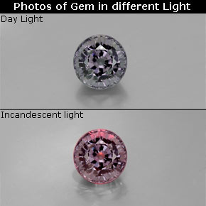Granada de mudança de cor multicolorido natural 0,84ct, corte redondo, VVS