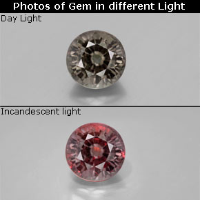 Granada de mudança de cor multicolorido natural 1,18ct, corte redondo, VS-SI