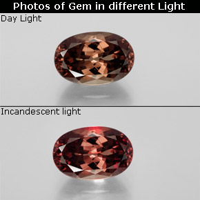 Granada de mudança de cor mudança de cor natural 3,78ct, corte oval, VS