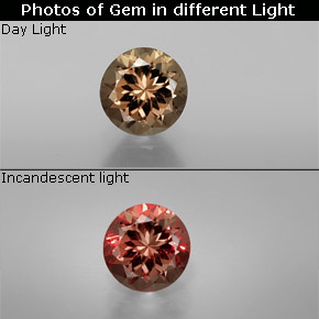 Granada de mudança de cor multicolorido natural 1,10ct, corte redondo, VS