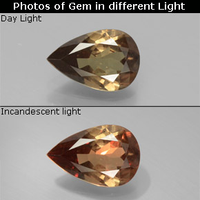 Granada de mudança de cor multicolorido natural 1,56ct, formato de pêra, VS-SI