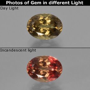 Granada de mudança de cor multicolorido natural 1,18ct, corte oval, VVS-VS