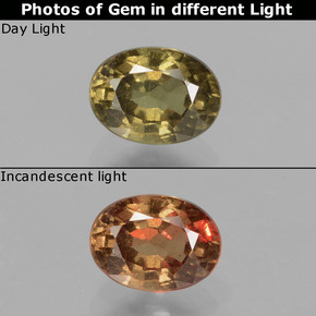 Granada de mudança de cor multicolorido natural 0,94ct, corte oval, VS