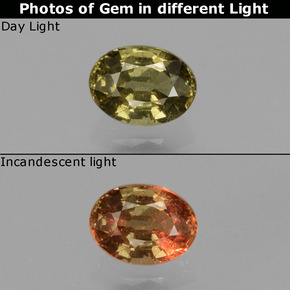 Granada de mudança de cor marrom natural 0,50ct, corte oval, VS