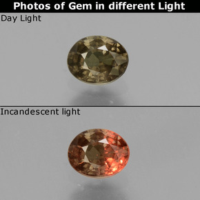 Granada de mudança de cor multicolorido natural 0,46ct, corte oval, VS