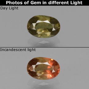 Granada de mudança de cor mudança de cor natural 0,62ct, corte oval, VS