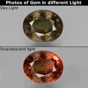 Granada de mudança de cor mudança de cor natural 1,86ct, corte oval, VS-SI