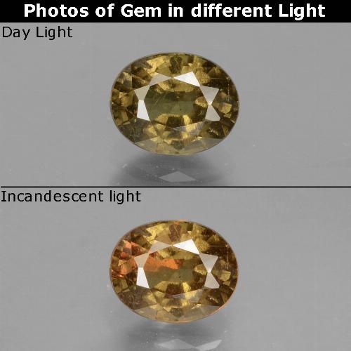 Granada de mudança de cor marrom natural 1,05ct, corte oval, VS-SI