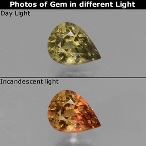 Granada de mudança de cor multicolorido natural 0,42ct, formato de pêra, VS