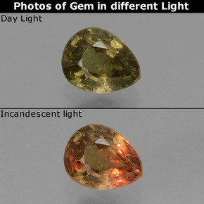 Granada de mudança de cor multicolorido natural 0,59ct, formato de pêra, VS-SI