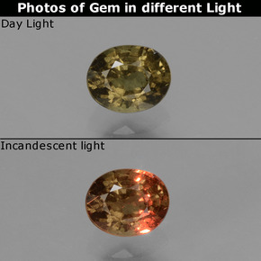Granada de mudança de cor multicolorido natural 0,58ct, corte oval, VS