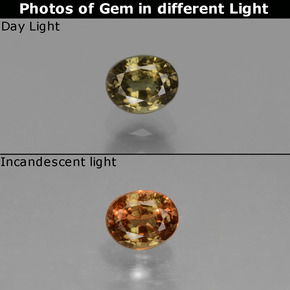 Granada de mudança de cor multicolorido natural 0,51ct, corte oval, VS