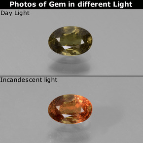 Granada de mudança de cor multicolorido natural 0,54ct, corte oval, VS