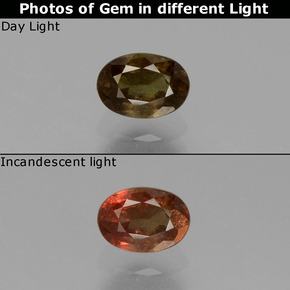 Granada de mudança de cor mudança de cor natural 0,74ct, corte oval, VS