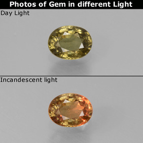Granada de mudança de cor mudança de cor natural 0,59ct, corte oval, VS