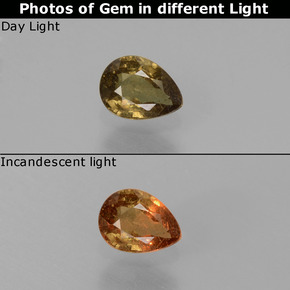 Granada de mudança de cor multicolorido natural 0,46ct, formato de pêra, VS
