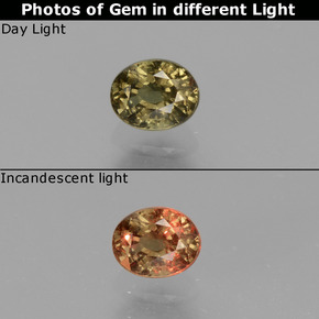 Granada de mudança de cor mudança de cor natural 0,62ct, corte oval, VS