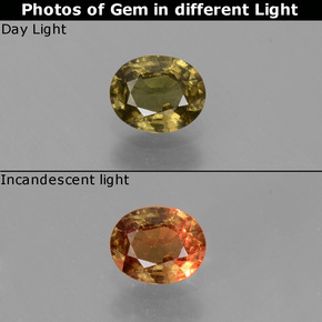 Granada de mudança de cor multicolorido natural 0,57ct, corte oval, VS