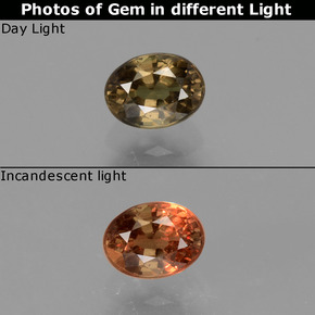 Granada de mudança de cor multicolorido natural 0,81ct, corte oval, VS