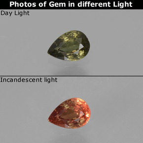 Granada de mudança de cor mudança de cor natural 0,43ct, formato de pêra, VS