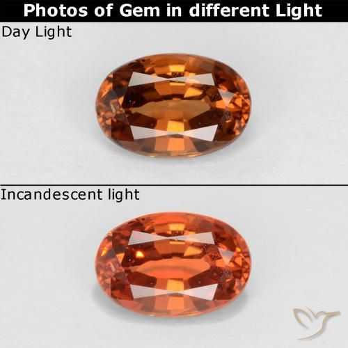Granada de mudança de cor marrom natural 0,60ct, corte oval, VS
