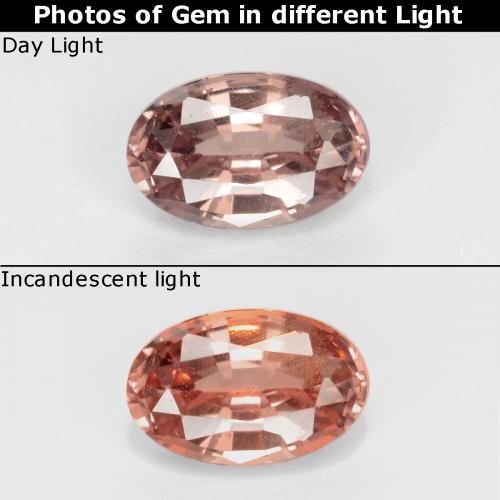 Granada que muda de cor Castanho claro médio Natural 0.60ct, Corte Oval, VS