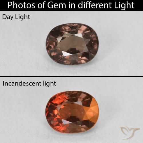 1.57ct Natural Castanho claro médio Granada que muda de cor, oval, VVS-VS
