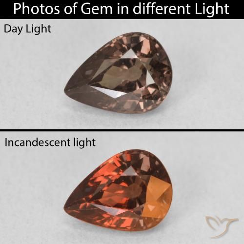 1.23ct Natural Castanho claro médio Granada que muda de cor, Formato de pêra, VVS-VS