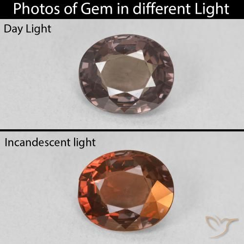 1.76ct Natural Castanho claro médio Granada que muda de cor, oval, VVS-VS