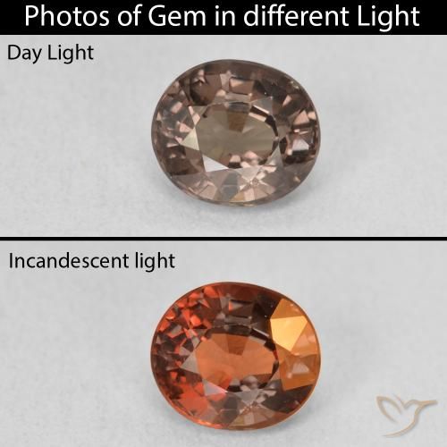 1.24ct Natural Castanho claro médio Granada que muda de cor, oval, VVS-VS