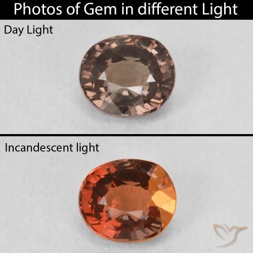 1.07ct Natural Castanho claro médio Granada que muda de cor, oval, VVS-VS