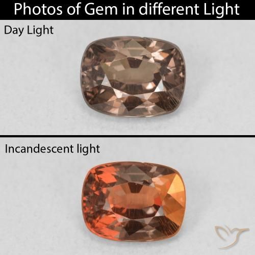 0.98ct Natural Castanho claro médio Granada que muda de cor, Almofada, VS