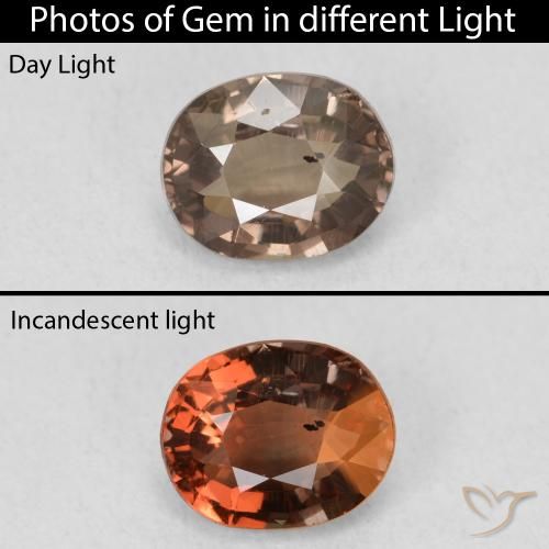1.23ct Natural Castanho claro médio Granada que muda de cor, oval, VS