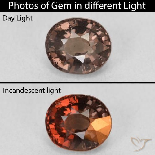 1.60ct Natural Castanho claro médio Granada que muda de cor, oval, VS