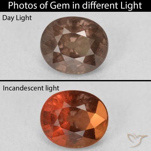 1.44ct Natural Castanho claro médio Granada que muda de cor, oval, VS