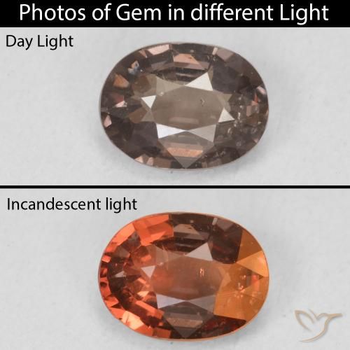 1.18ct Natural Castanho claro médio Granada que muda de cor, oval, VS
