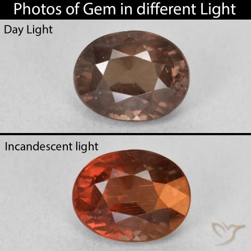 1.65ct Natural Castanho claro médio Granada que muda de cor, oval, VS