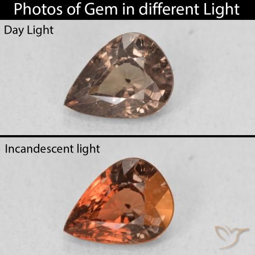 1.08ct Natural Marrom escuro Granada que muda de cor, Formato de pêra, VS