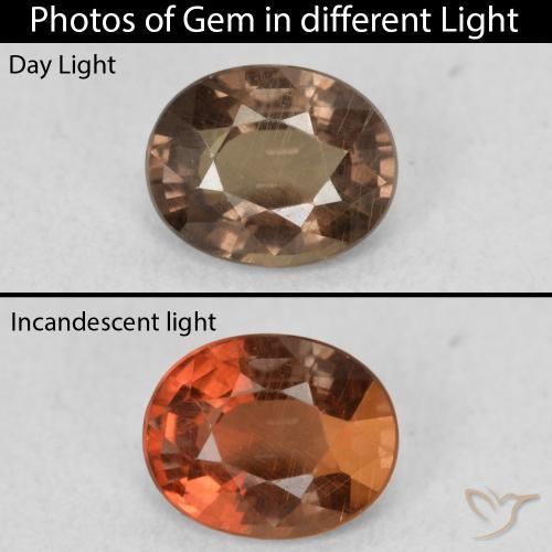 1.01ct Natural Marrom escuro Granada que muda de cor, oval, VS